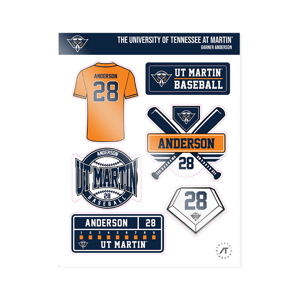 UT Martin - NCAA Baseball : Garner Anderson - Sticker Sheet-0