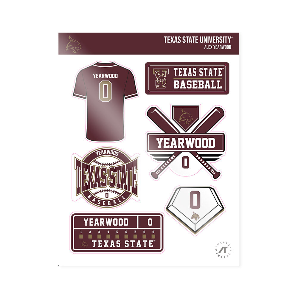 Texas State - NCAA Baseball : Alex Yearwood - Sticker Sheet-0