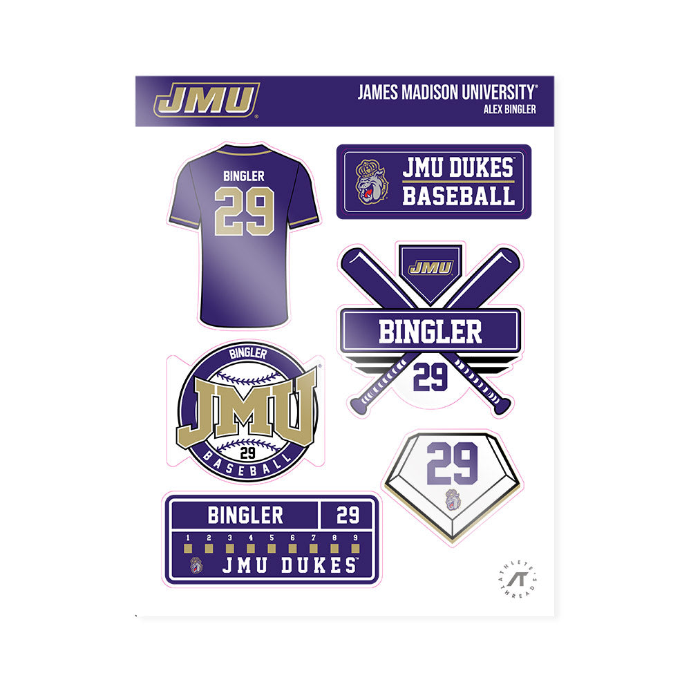 JMU - NCAA Baseball : Alex Bingler - Sticker Sheet-0