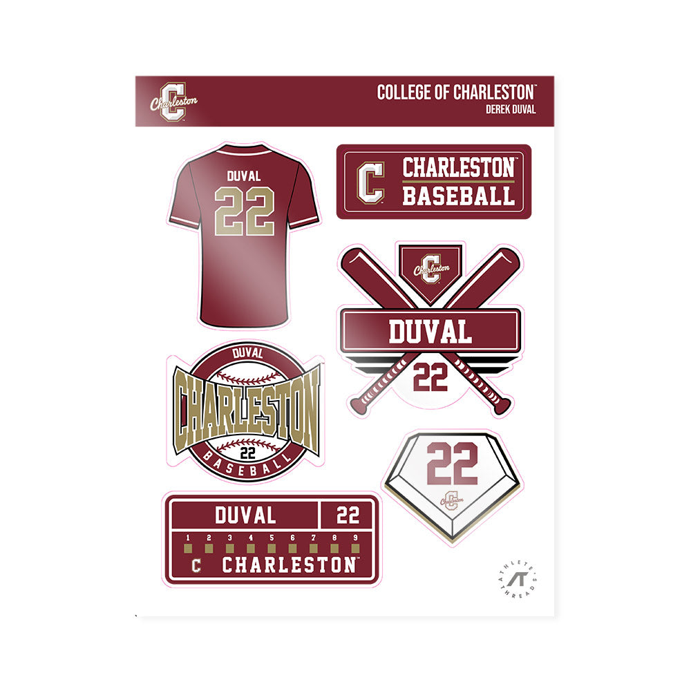 Charleston - NCAA Baseball : Derek Duval - Sticker Sheet-0