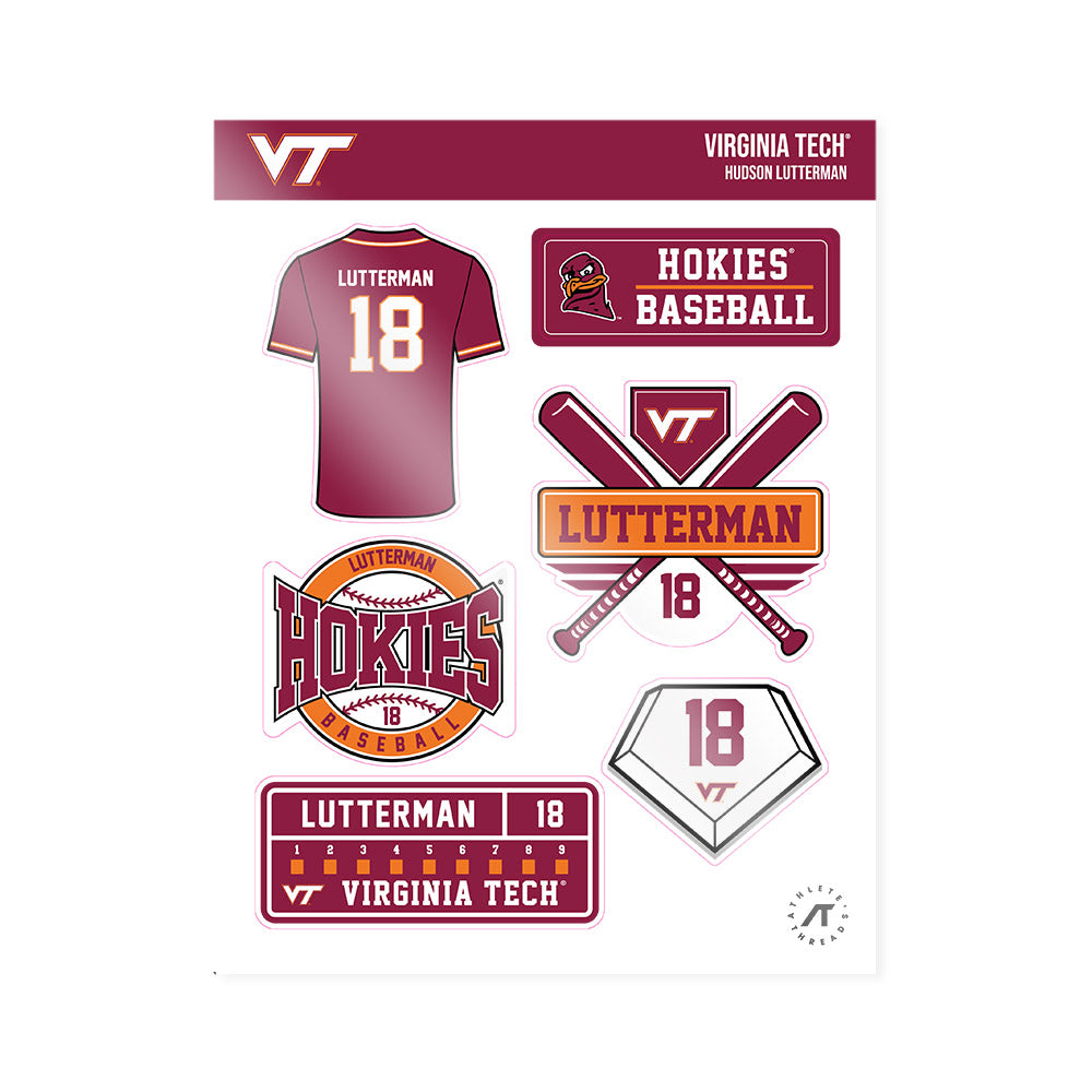 Virginia Tech - NCAA Baseball : Hudson Lutterman - Sticker Sheet-0