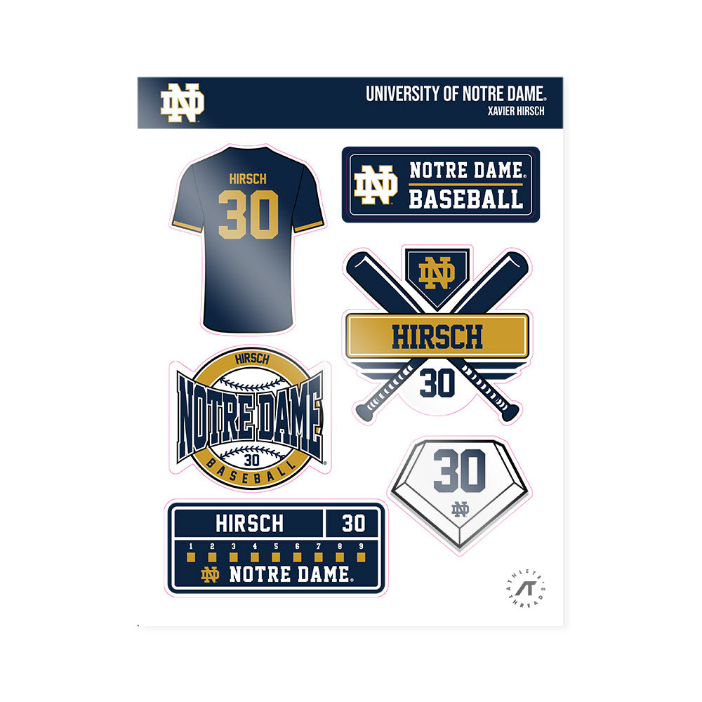 Notre Dame - NCAA Baseball : Xavier Hirsch - Sticker Sheet-0