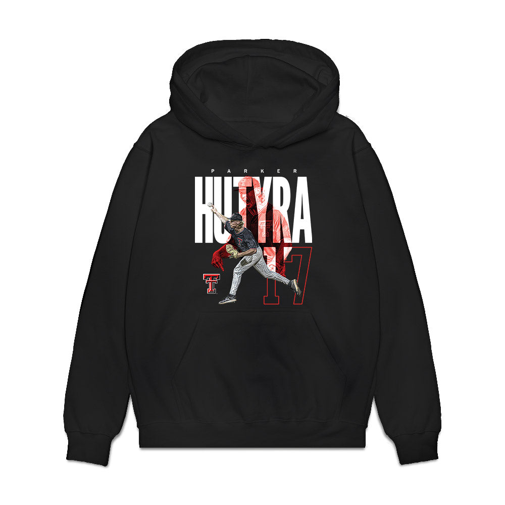 Texas Tech - NCAA Baseball : Parker Hutyra - Collage Premium Hooded Sweatshirt-0