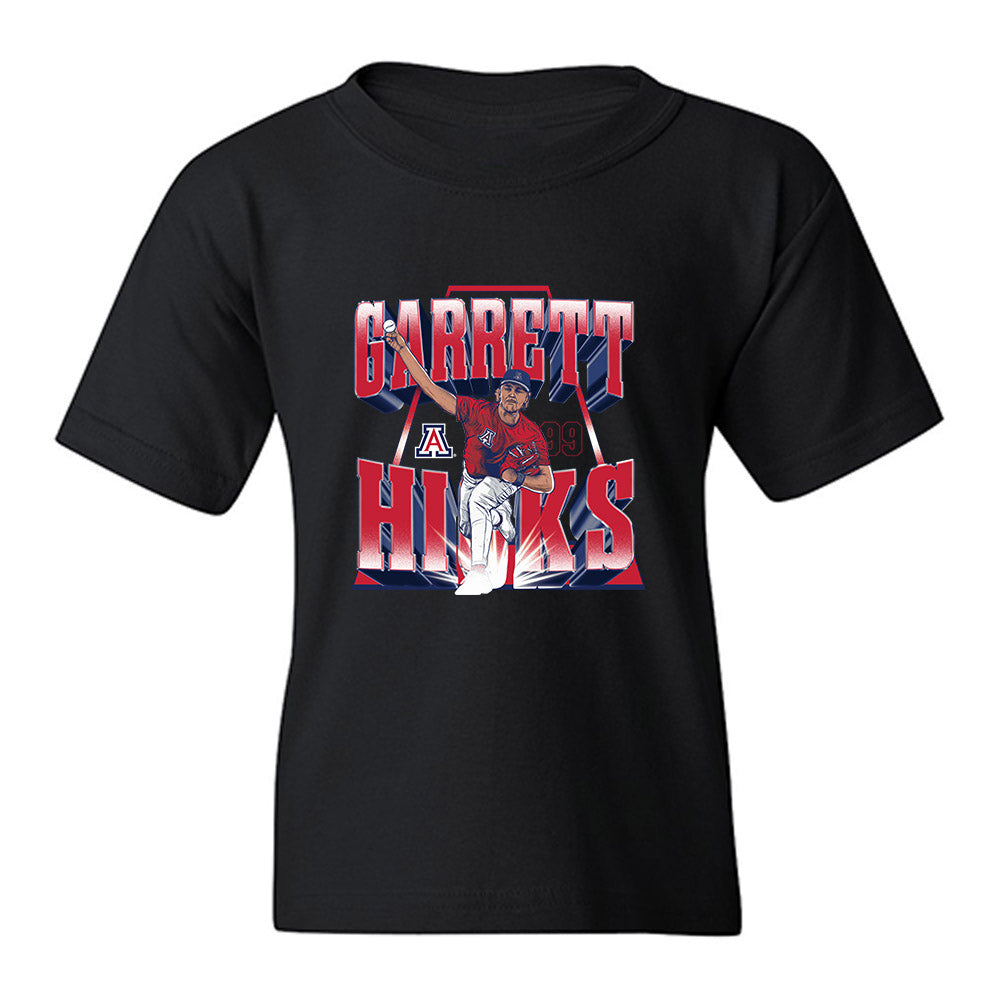 Arizona - NCAA Baseball : Garrett Hicks - Player Collage Youth T-Shirt-0