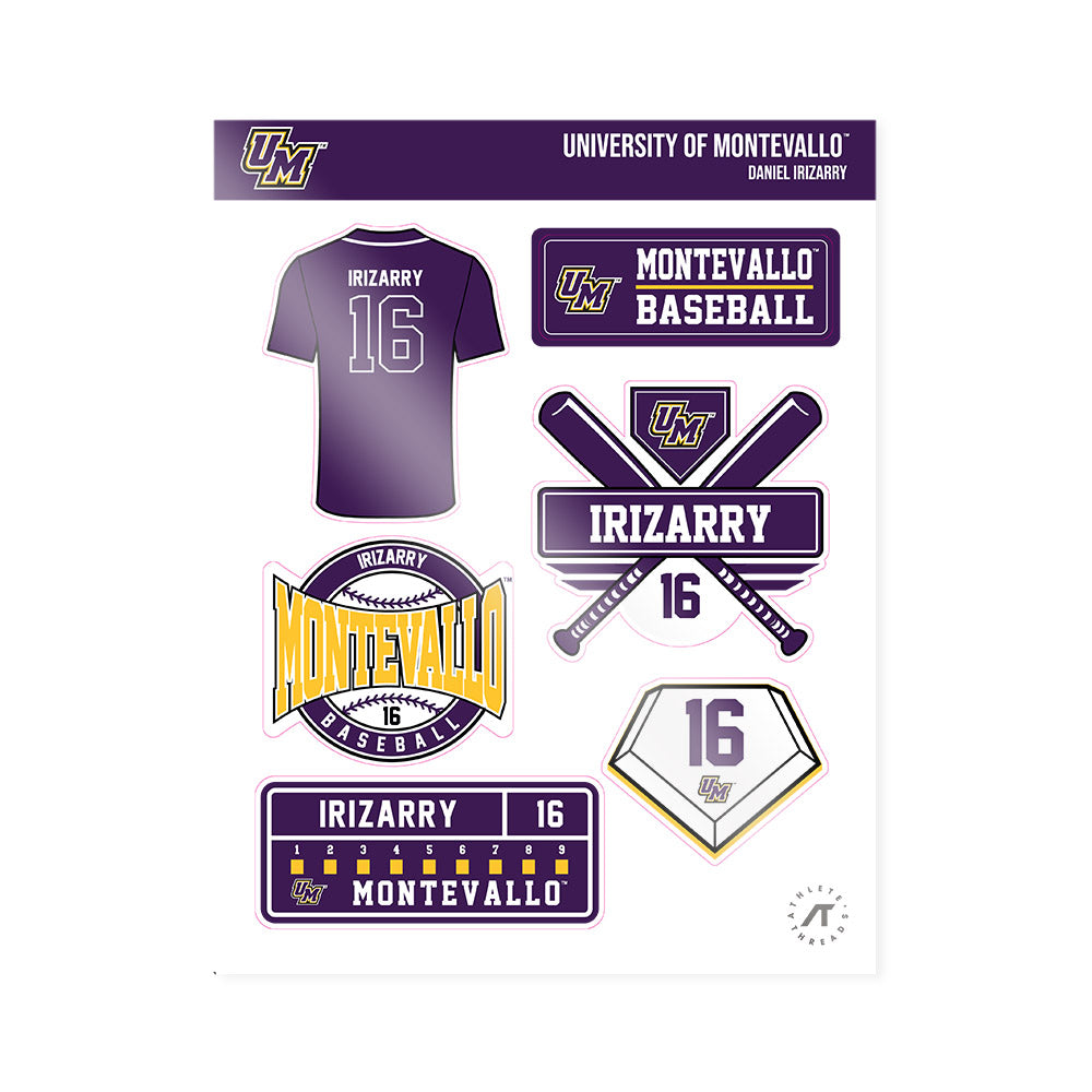 Montevallo - NCAA Baseball : Daniel Irizarry - Sticker Sheet-0