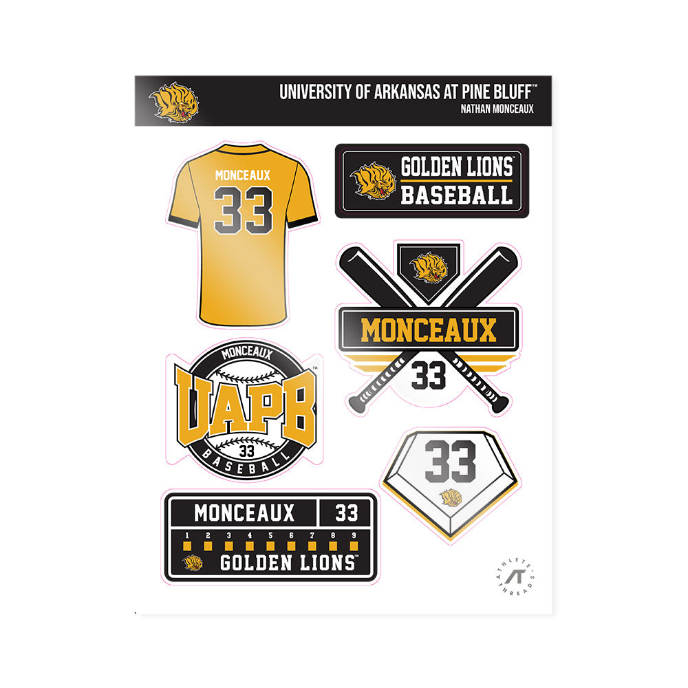 UAPB - NCAA Baseball : Nathan Monceaux - Sticker Sheet-0
