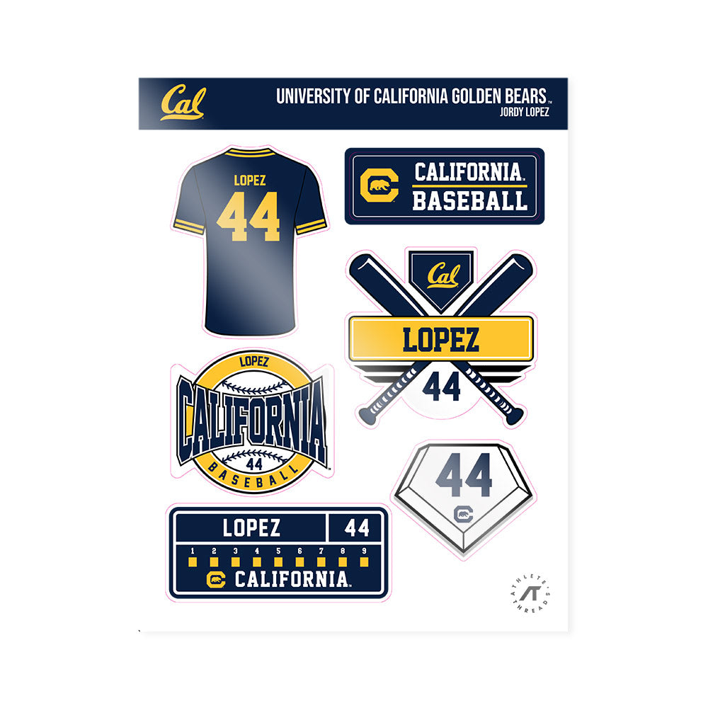 UC Berkeley - NCAA Baseball : Jordy Lopez - Sticker Sheet-0