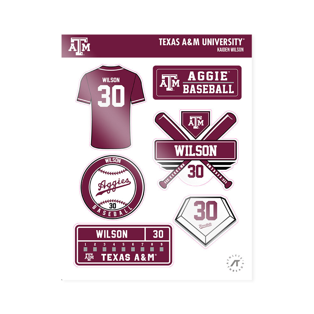Texas A&M - NCAA Baseball : Kaiden Wilson - Sticker Sheet-0
