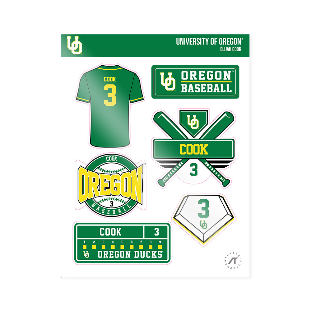 Oregon - NCAA Baseball : Elijah Cook - Sticker Sheet-0