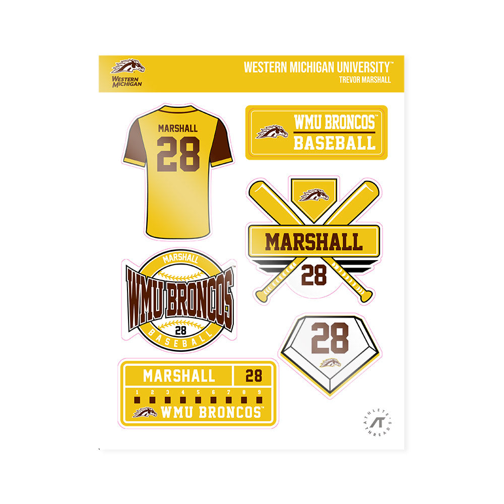 Western Michigan - NCAA Baseball : Trevor Marshall - Sticker Sheet-0