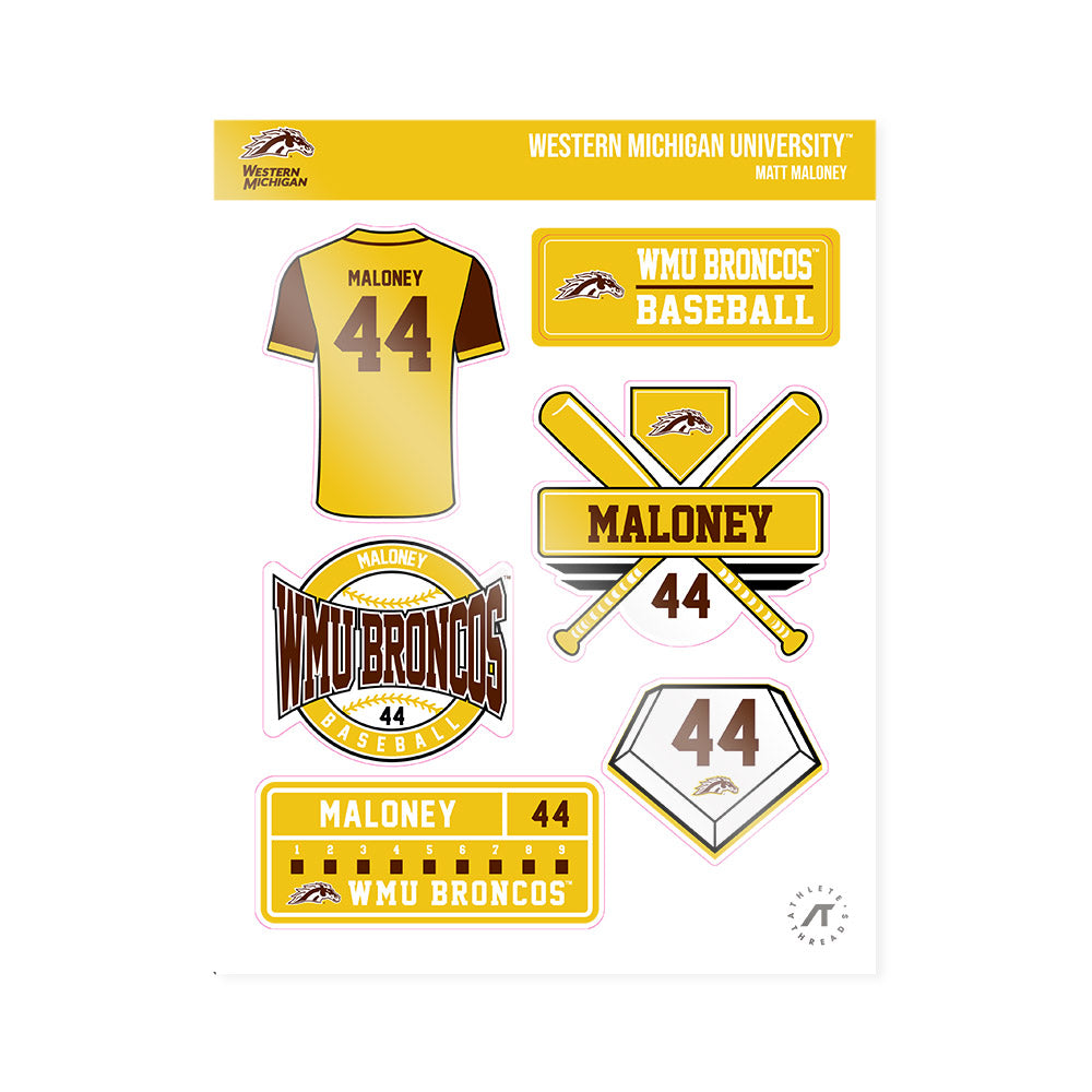 Western Michigan - NCAA Baseball : Matt Maloney - Sticker Sheet-0
