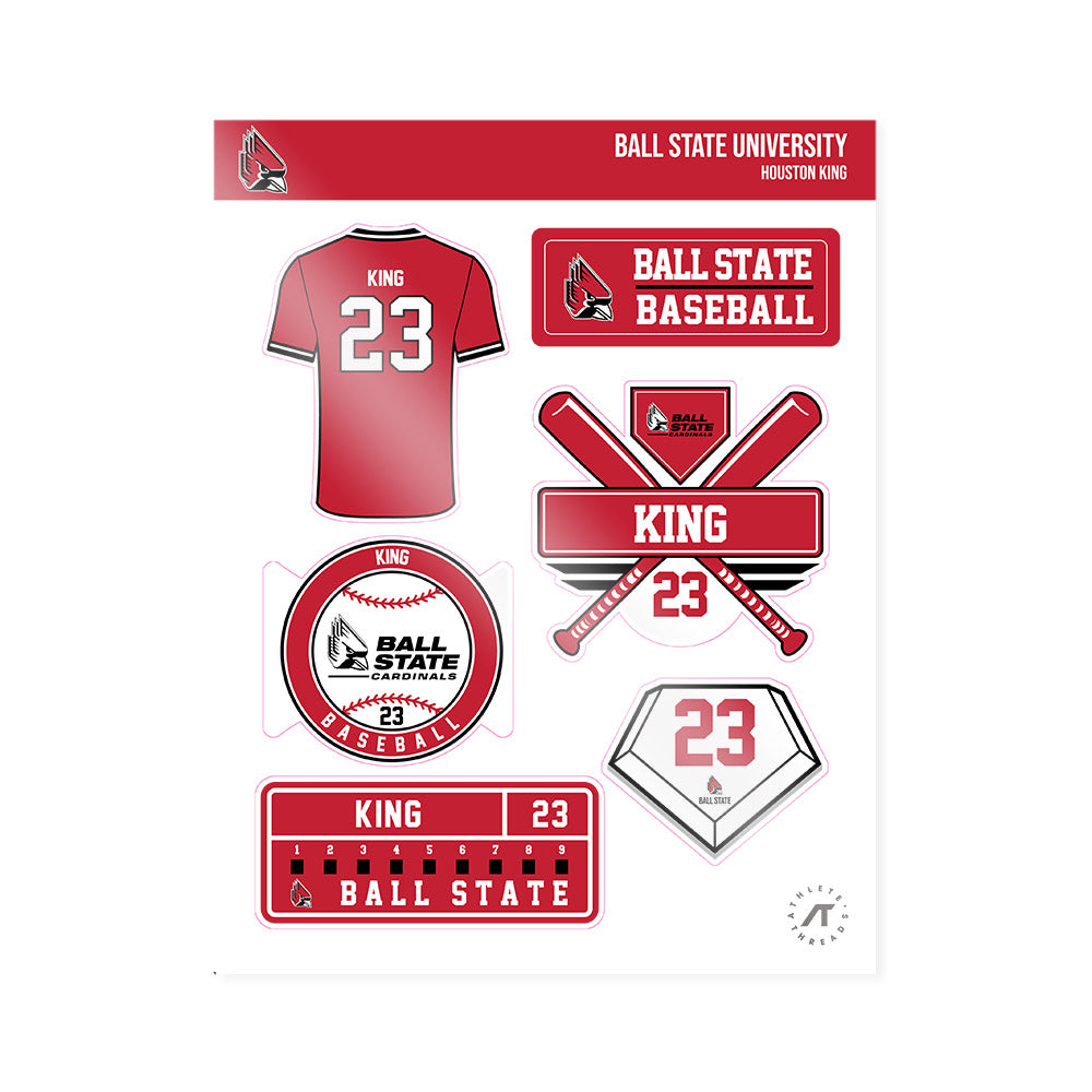 Ball State - NCAA Baseball : Houston King - Sticker Sheet-0