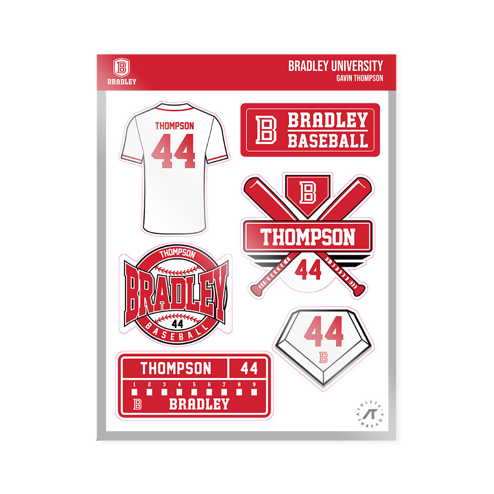 Bradley - NCAA Baseball : Gavin Thompson - Sticker Sheet-0