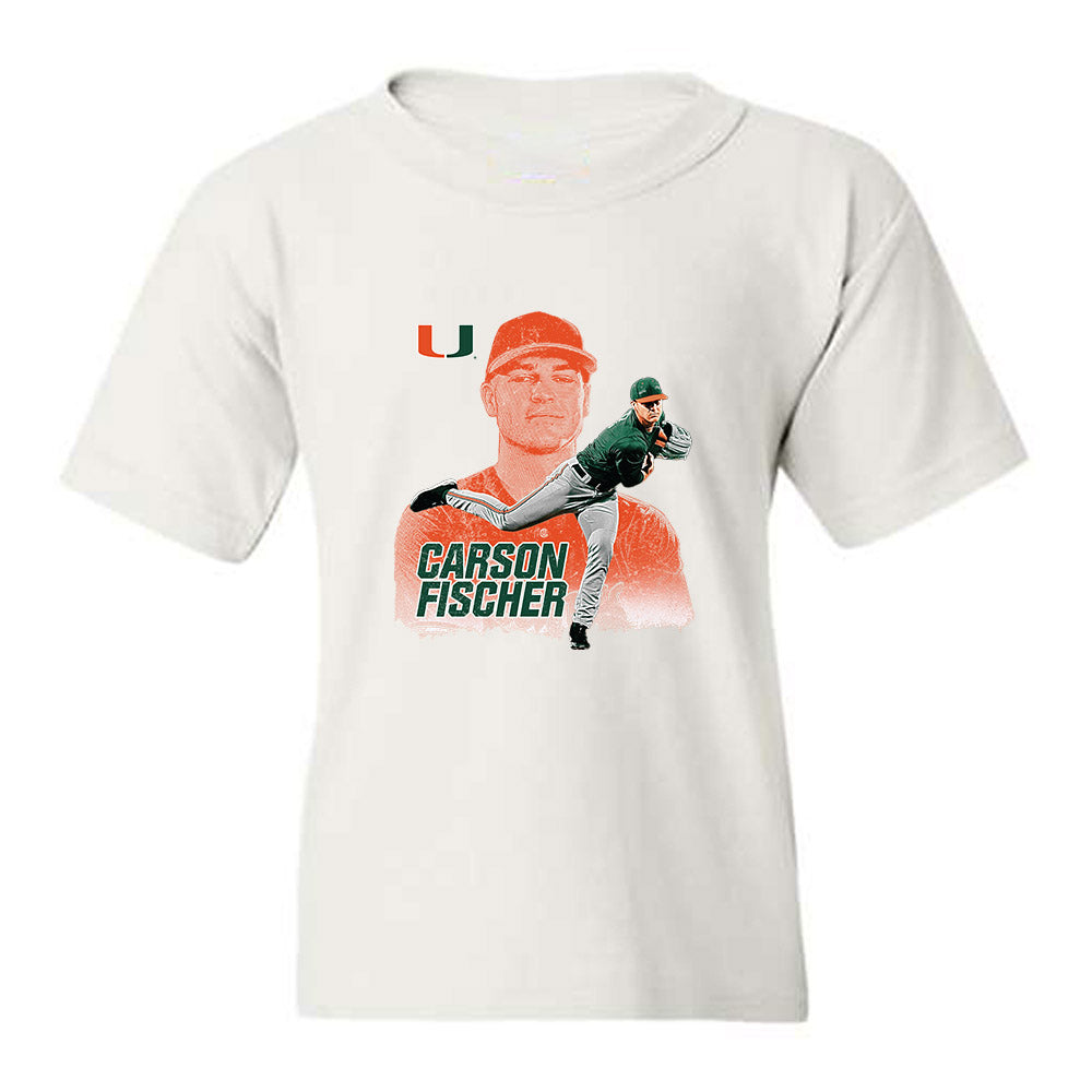Miami - NCAA Baseball : Carson Fischer - Collage Youth T-Shirt-0