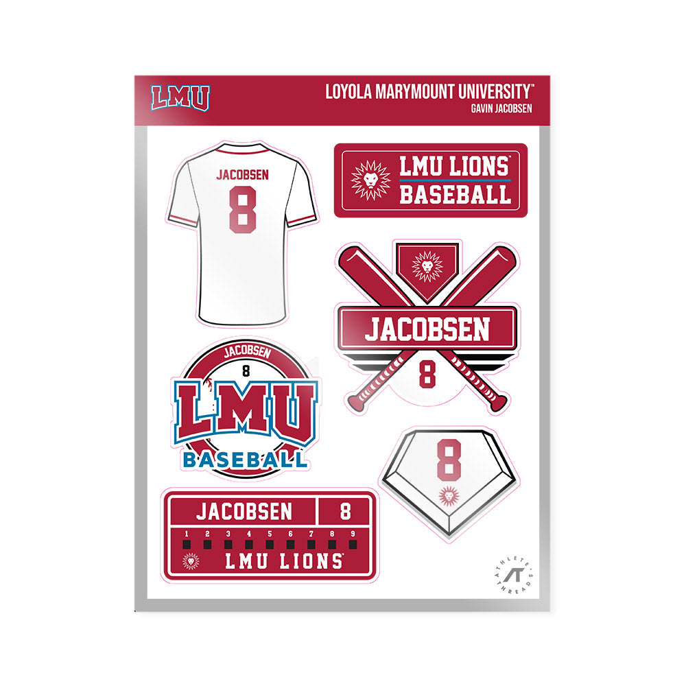 LMU - NCAA Baseball : Gavin Jacobsen - Sticker Sheet-0