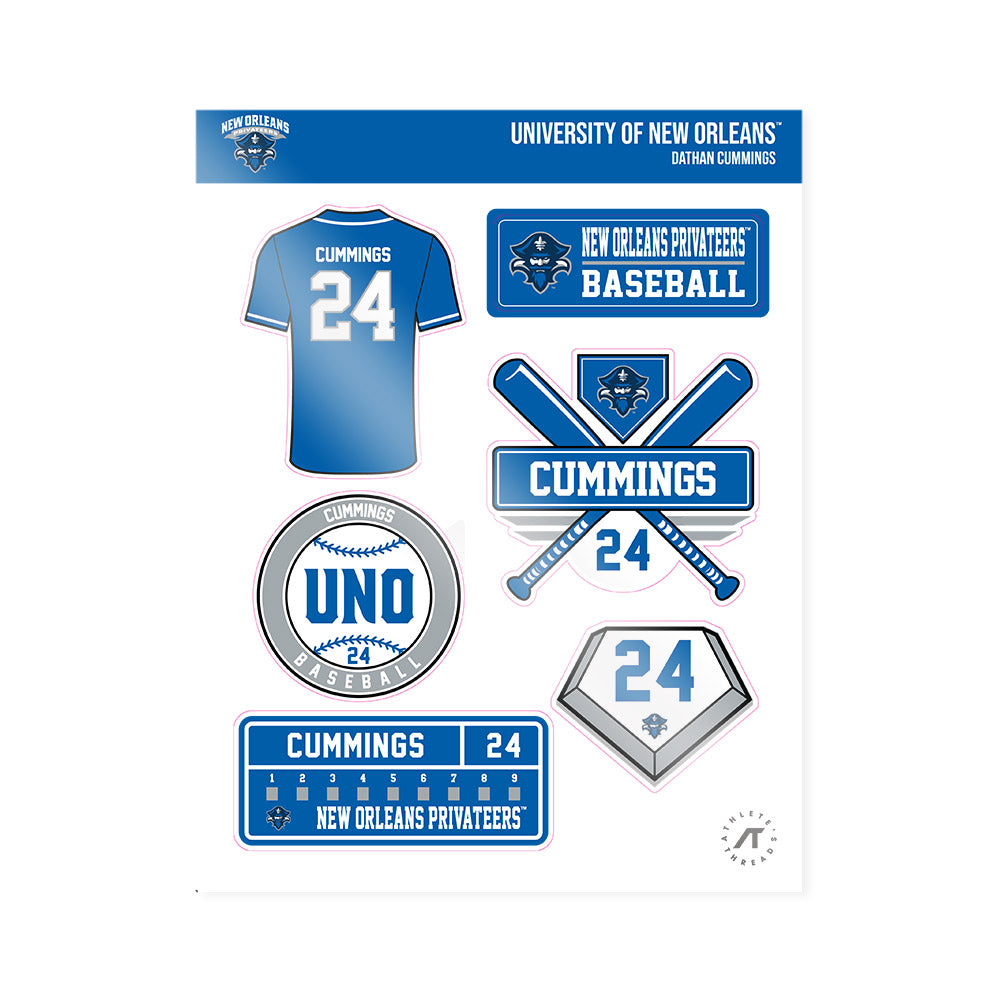New Orleans - NCAA Baseball : Dathan Cummings - Sticker Sheet-0