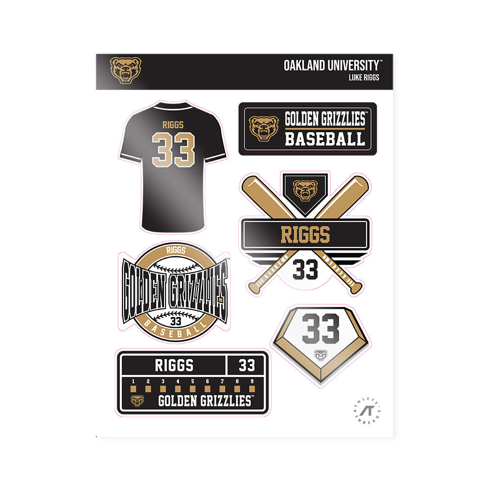 Oakland - NCAA Baseball : Luke Riggs - Sticker Sheet-0