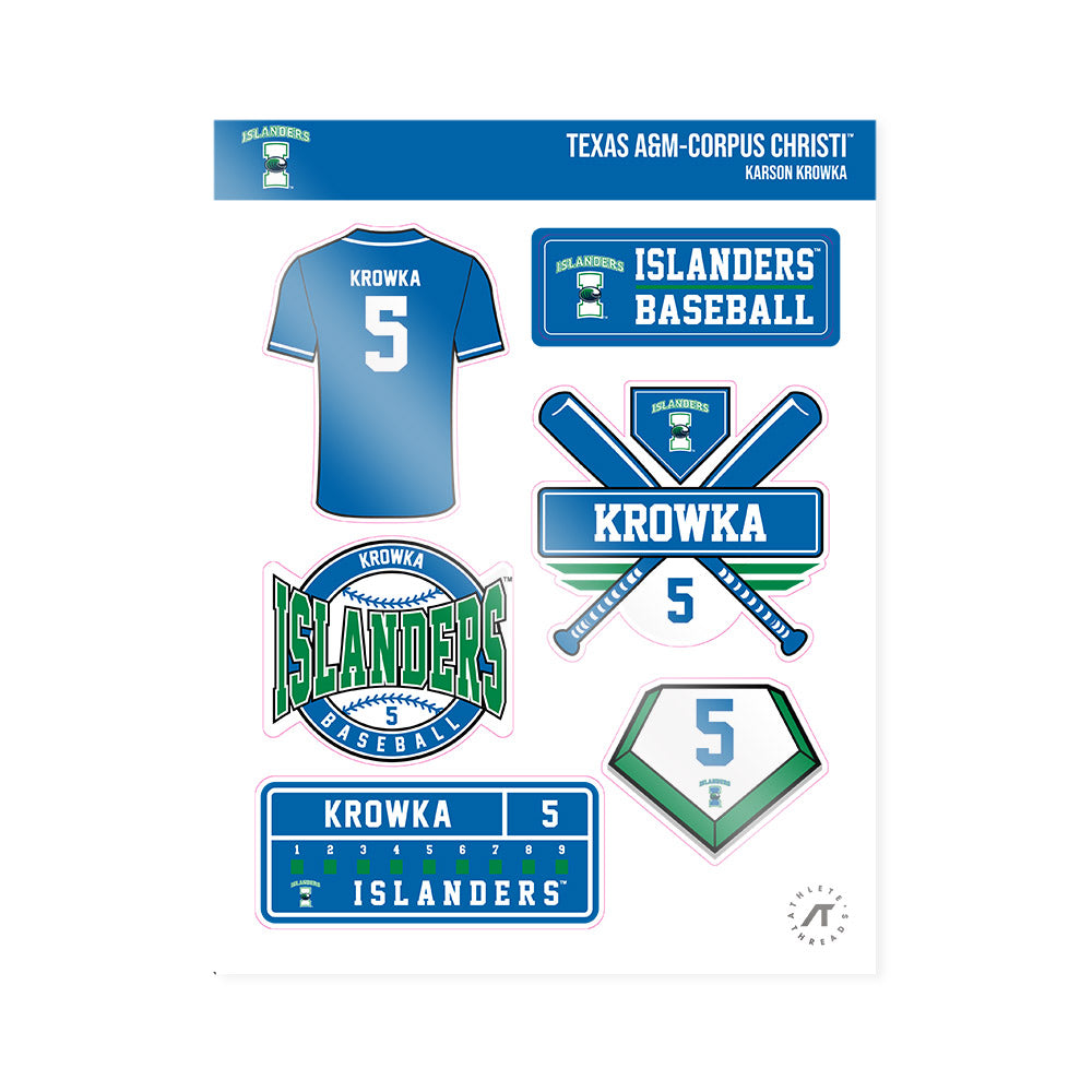 Texas A&M Corpus Christi - NCAA Baseball : Karson Krowka - Sticker Sheet-0