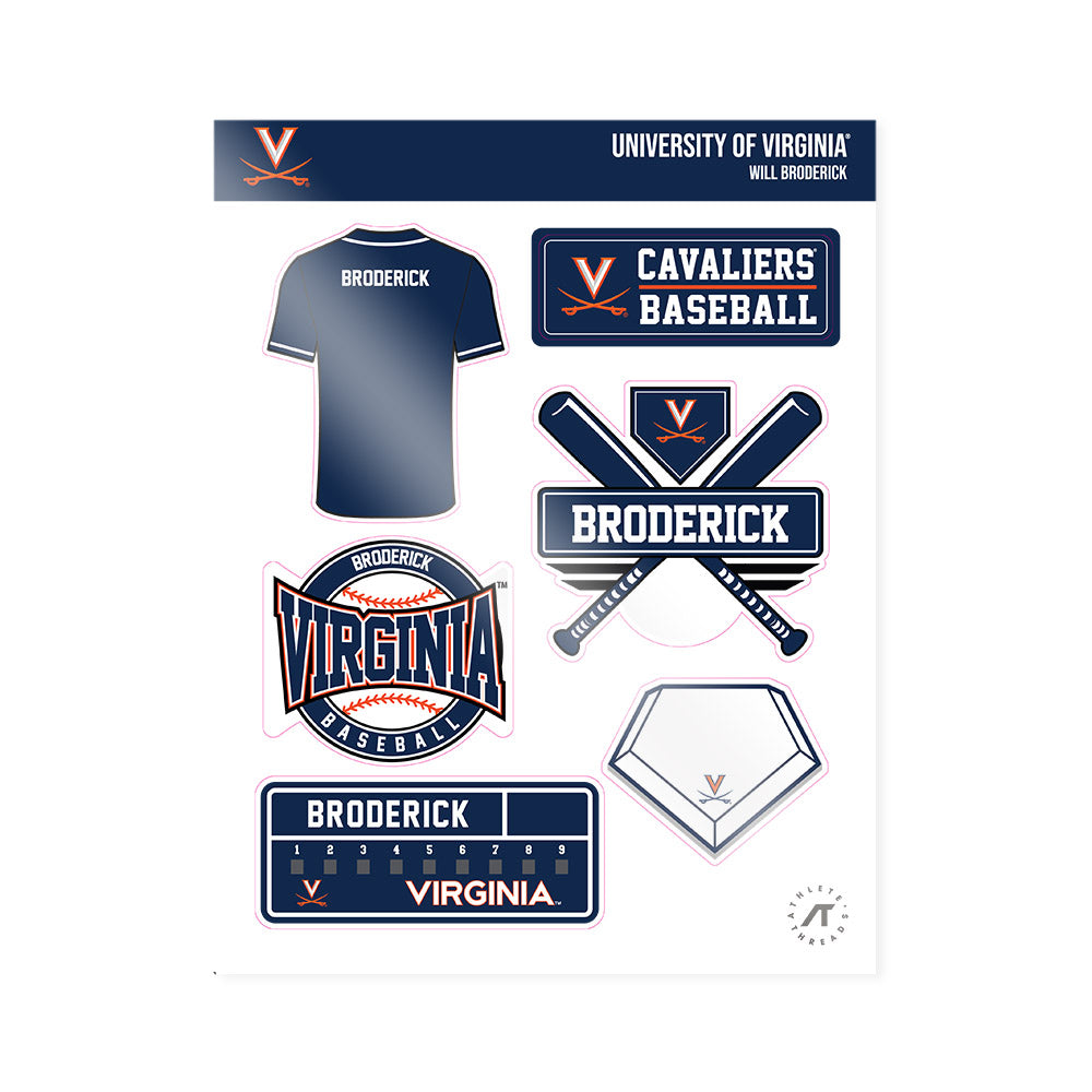 Virginia - NCAA Baseball : Will Broderick - Sticker Sheet-0