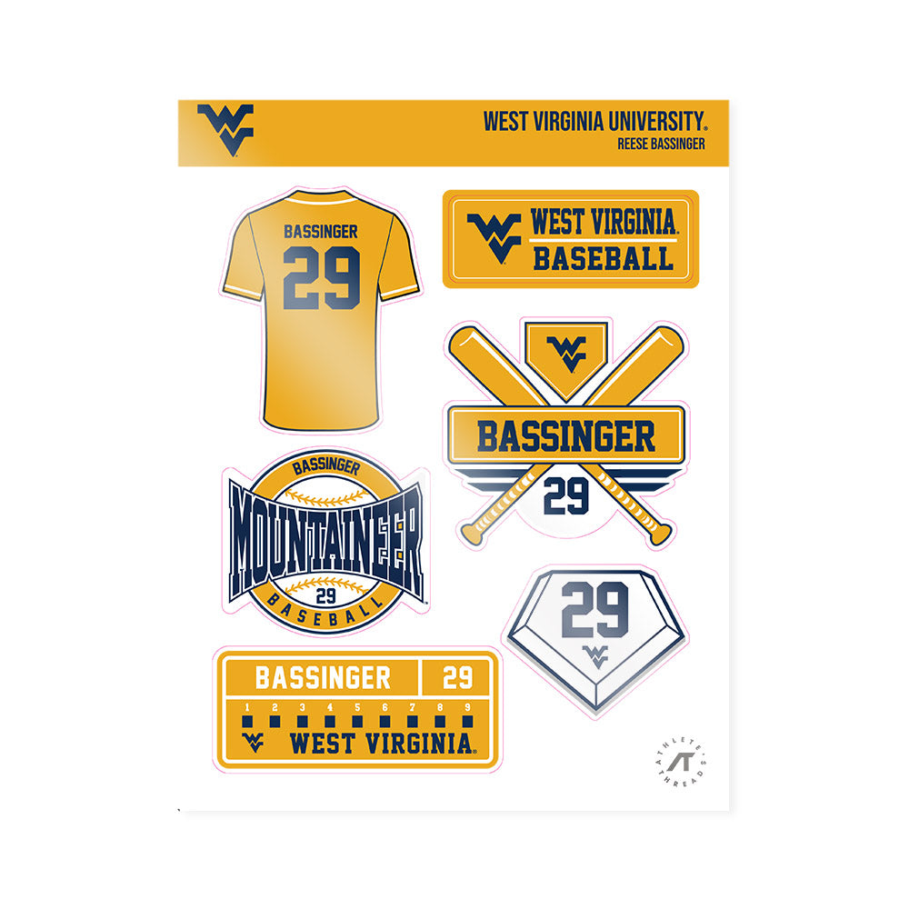 West Virginia - NCAA Baseball : Reese Bassinger - Sticker Sheet-0