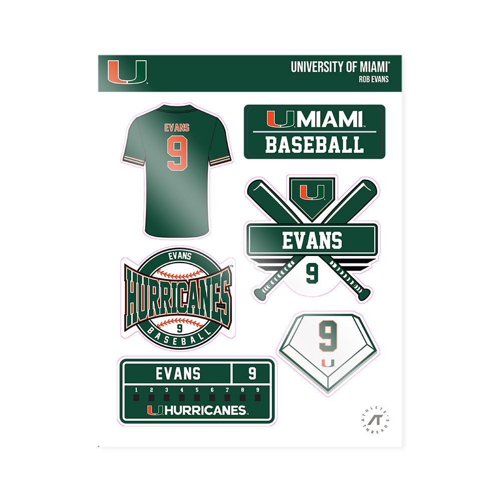 Miami - NCAA Baseball : Rob Evans - Sticker Sheet-0