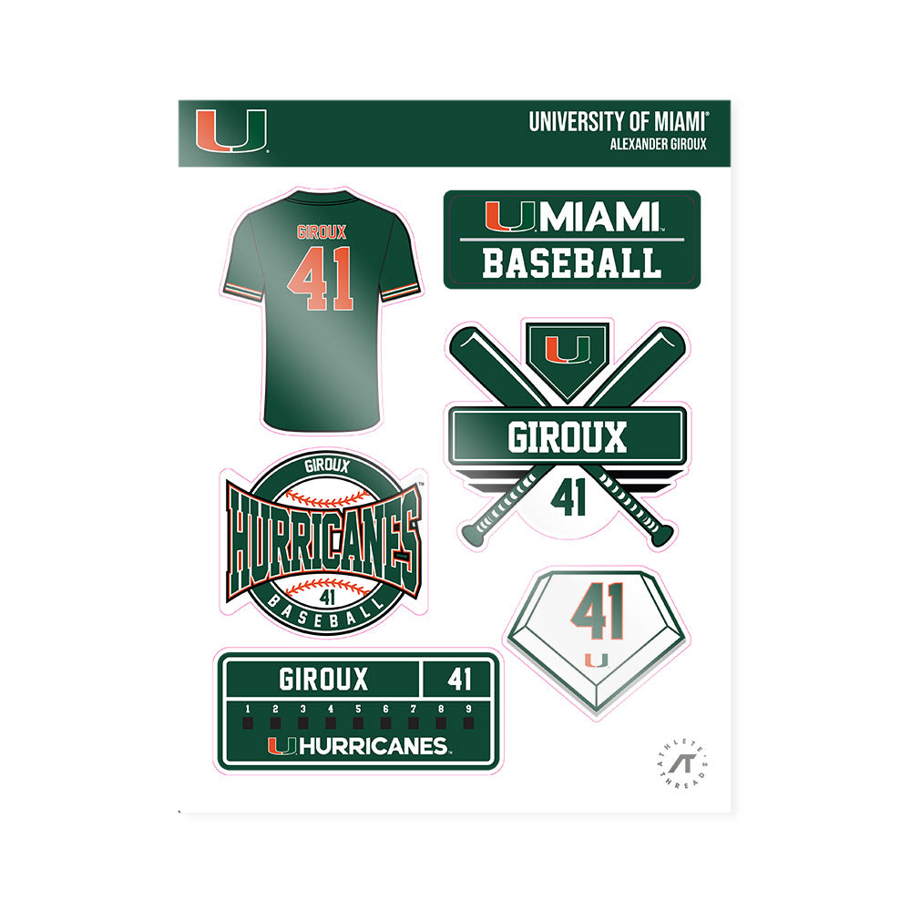 Miami - NCAA Baseball : Alexander Giroux - Sticker Sheet-0
