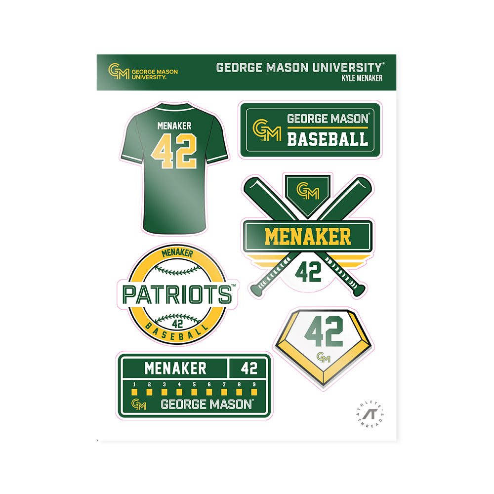 GMU - NCAA Baseball : Kyle Menaker - Sticker Sheet-0