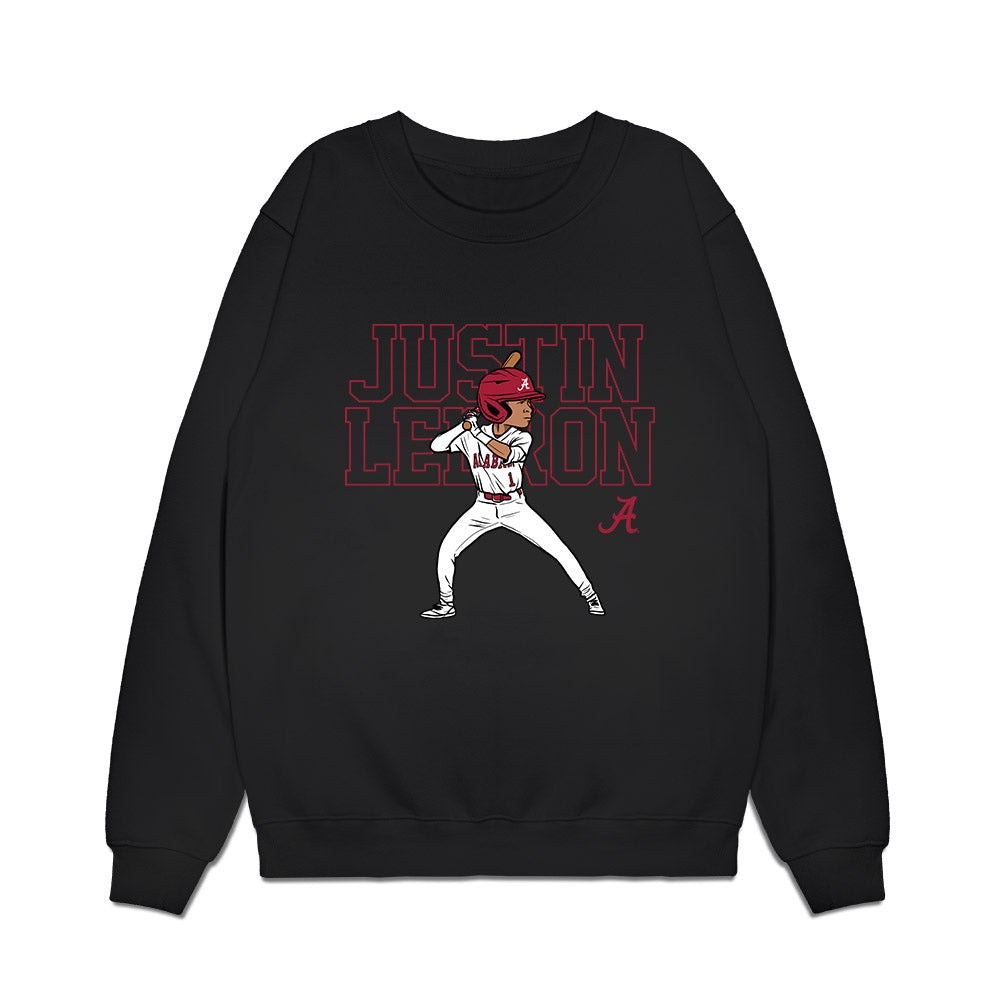 Alabama - NCAA Baseball : Justin Lebron - Player Illustration Premium Crewneck Sweatshirt-0