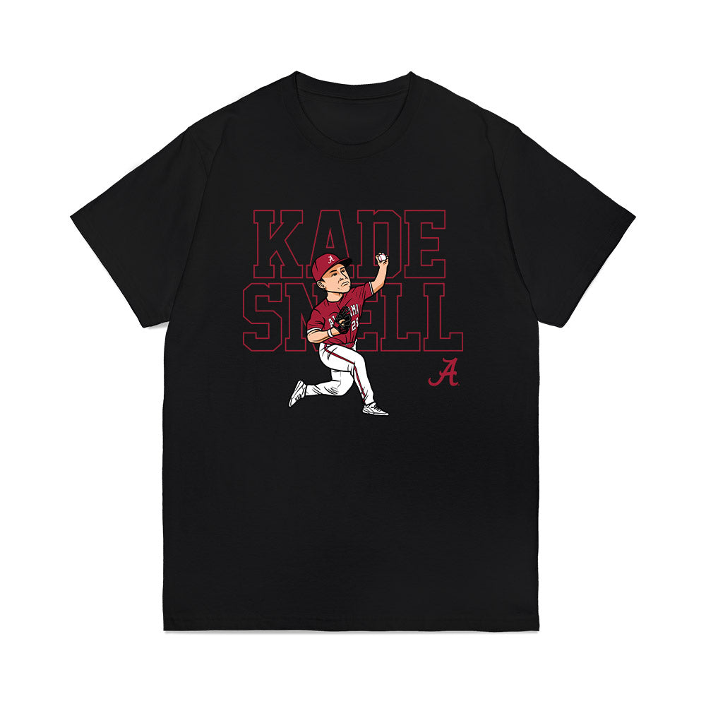 Alabama - NCAA Baseball : Kade Snell - Player Illustration Premium T-Shirt-0