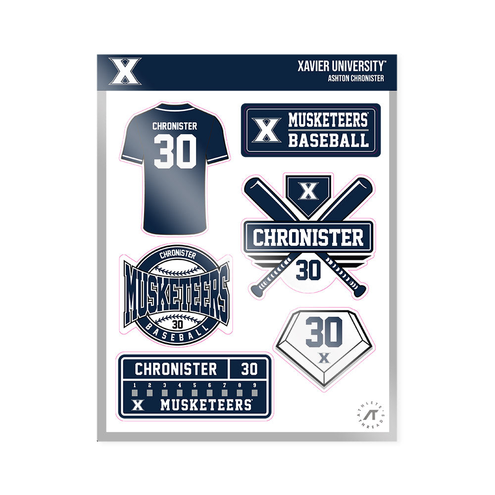 Xavier - NCAA Baseball : Ashton Chronister - Sticker Sheet-0