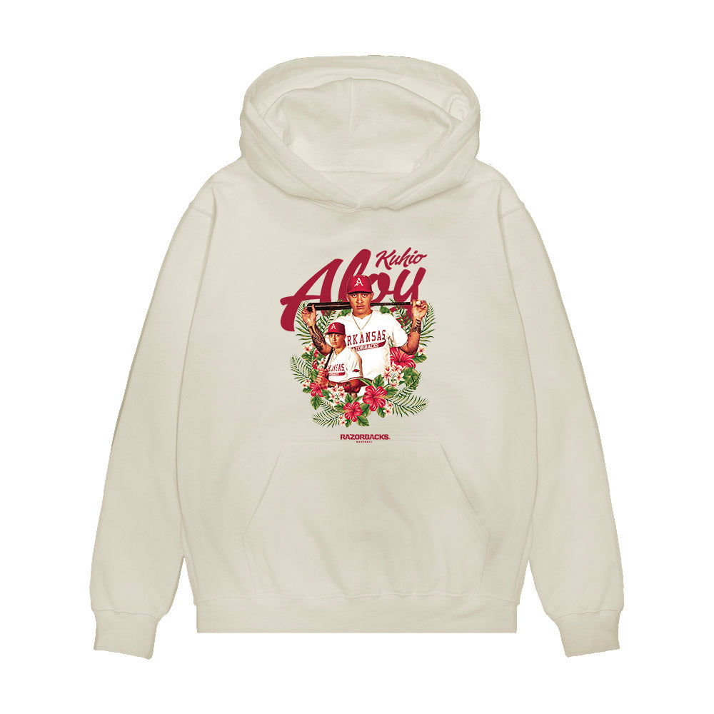 Arkansas - NCAA Baseball : Kuhio Aloy - Collage Premium Hooded Sweatshirt-0