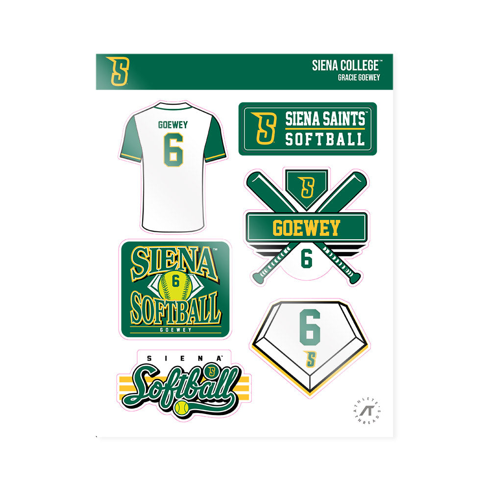 Siena - NCAA Softball : Gracie Goewey - Sticker Sheet-0