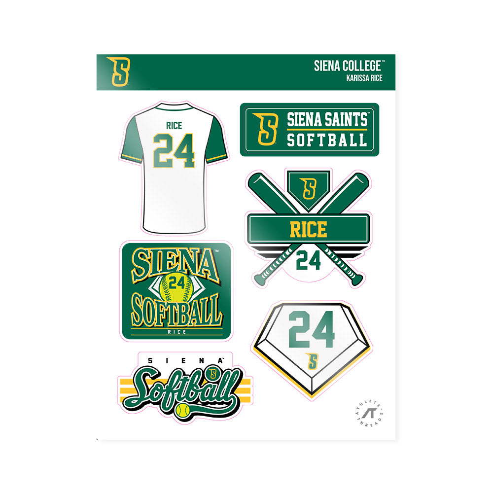 Siena - NCAA Softball : Karissa Rice - Sticker Sheet-0