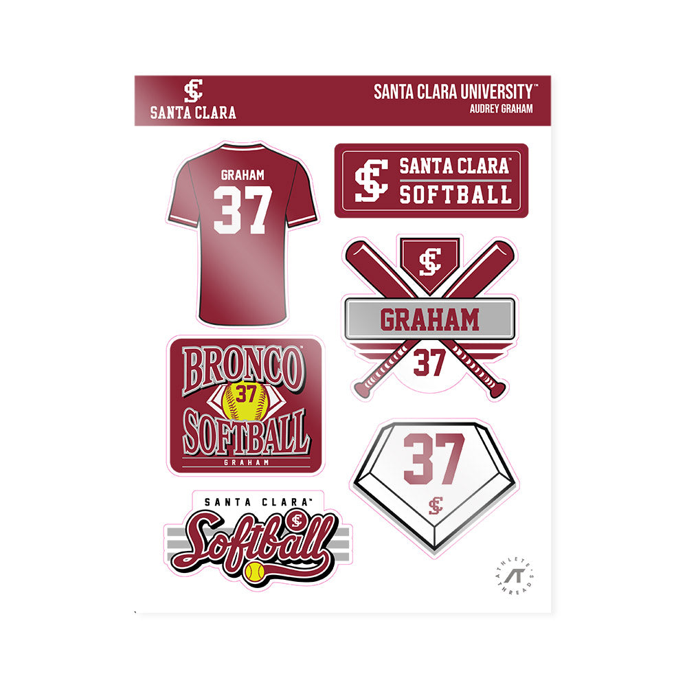 SCU - NCAA Softball : Audrey Graham - Sticker Sheet-0