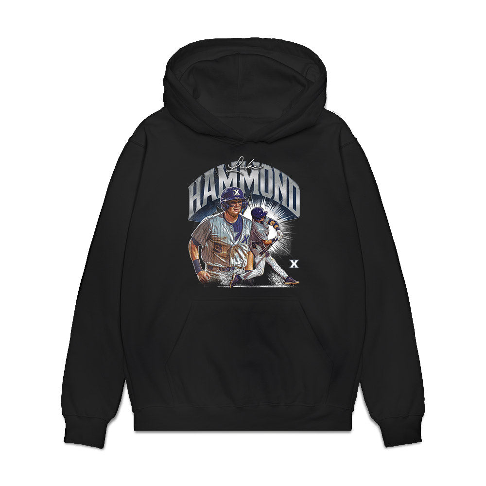 Xavier - NCAA Baseball : Luke Hammond - Collage Premium Hooded Sweatshirt-0