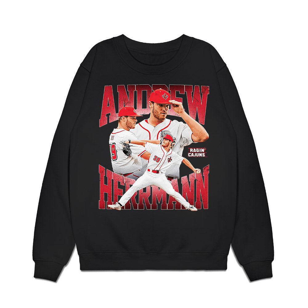 Louisiana - NCAA Baseball : Andrew Herrmann - Collage Premium Crewneck Sweatshirt-0