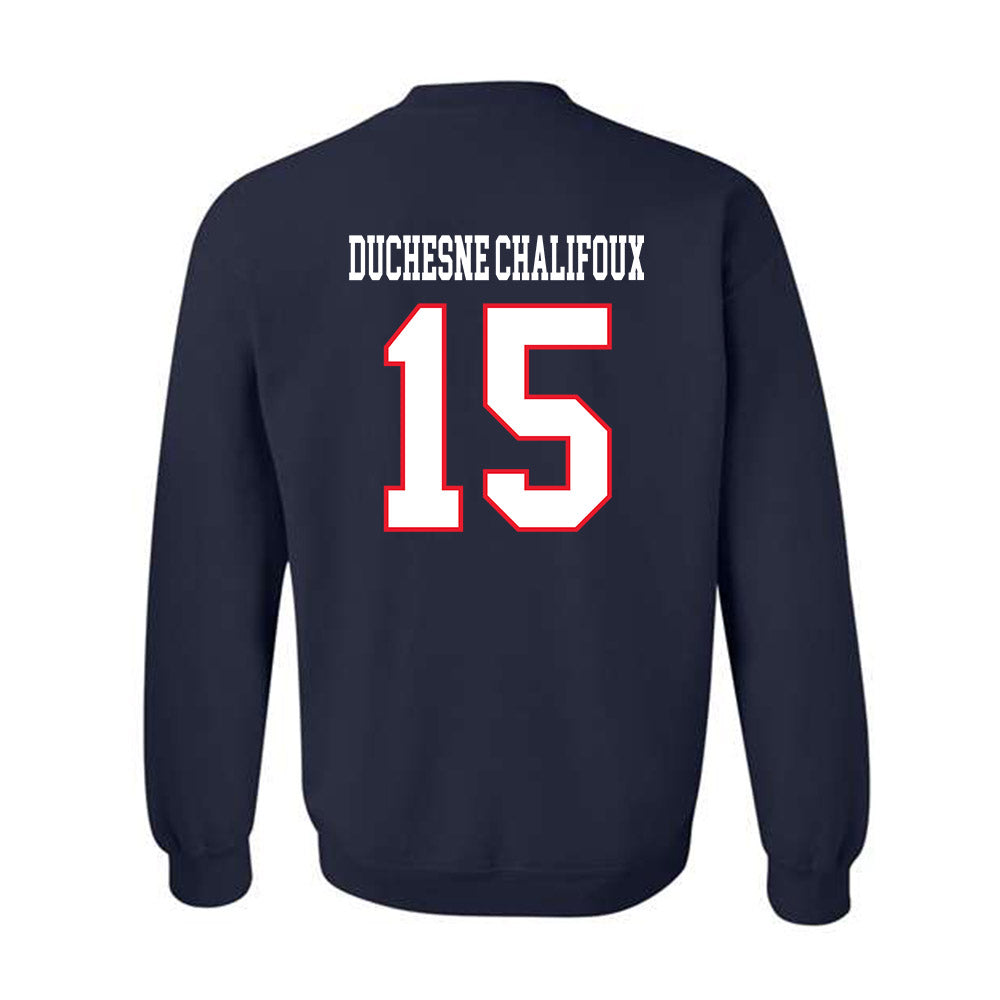 UConn - NCAA Women's Ice Hockey : Meghane Duchesne Chalifoux - Hockey East 2024-2025 Regular Season Champs Classic Shersey Crewneck Sweatshirt-1