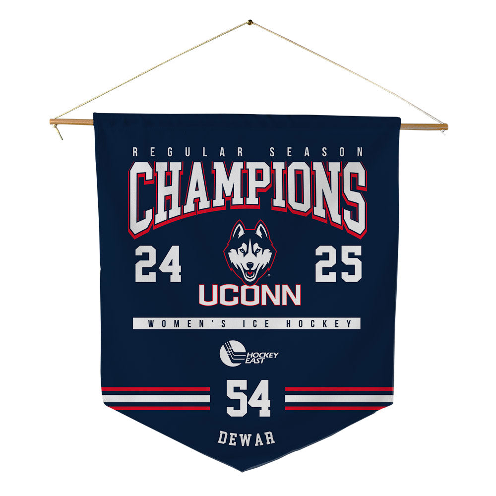 UConn - NCAA Women's Ice Hockey : Livvy Dewar - Hockey East 2024-2025 Regular Season Champs Pennant - 18" x 21"-0