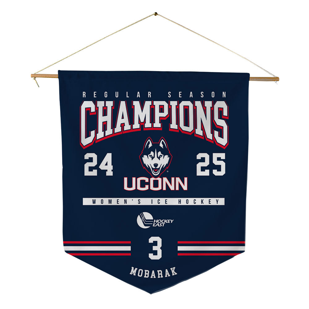 UConn - NCAA Women's Ice Hockey : Martha Mobarak - Hockey East 2024-2025 Regular Season Champs Pennant - 18" x 21"-0