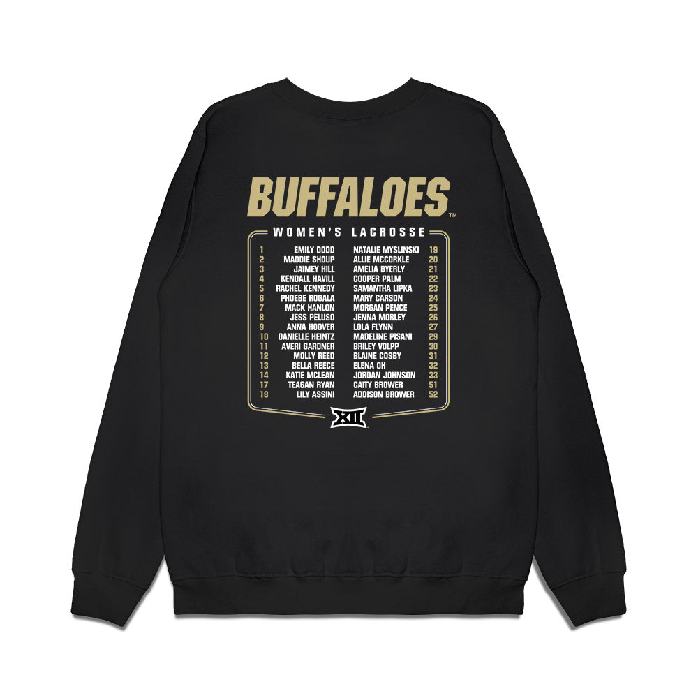 Colorado - NCAA Women's Lacrosse : - Team Roster Premium Crewneck Sweatshirt-1