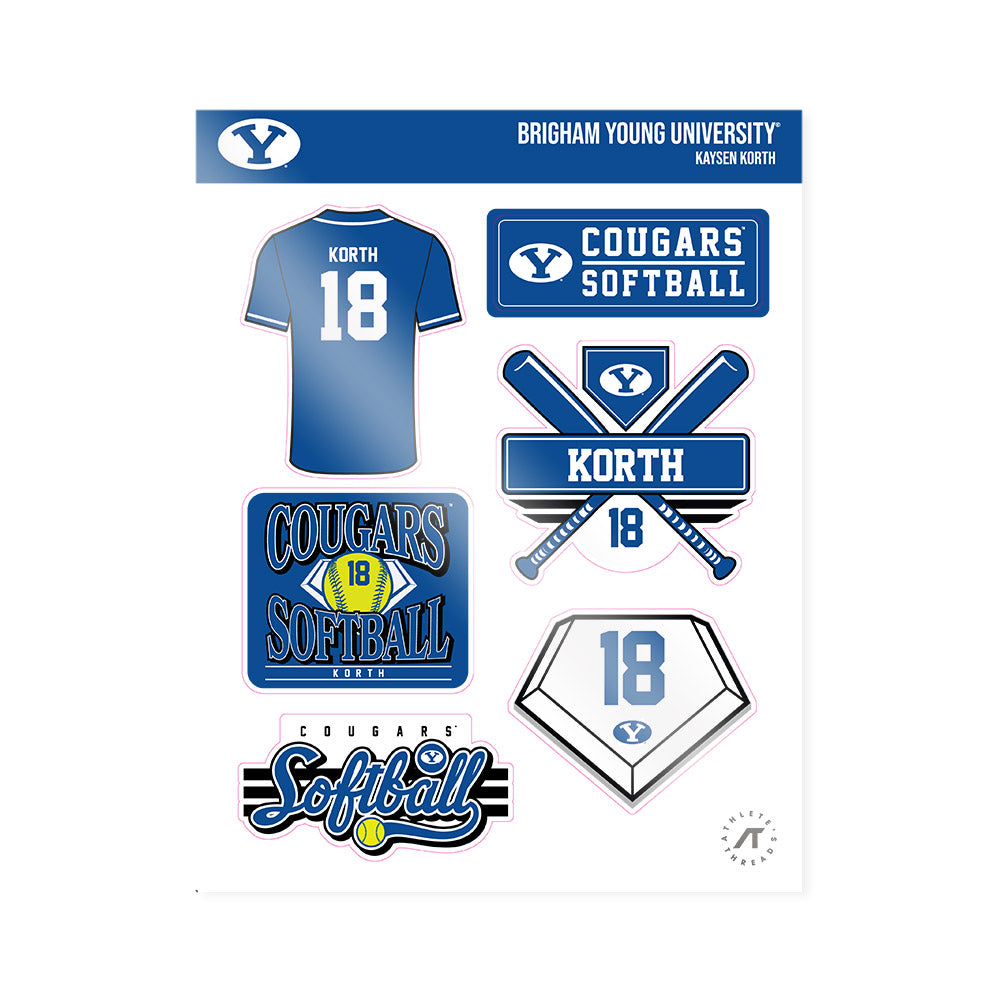BYU - NCAA Softball : Kaysen Korth - Sticker Sheet-0