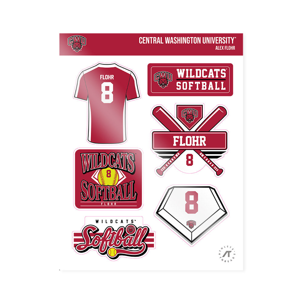 CWU - NCAA Softball : Alex Flohr - Sticker Sheet-0