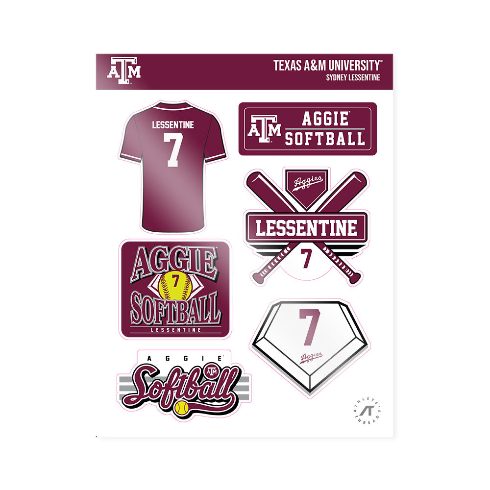 Texas A&M - NCAA Softball : Sydney Lessentine - Sticker Sheet-0