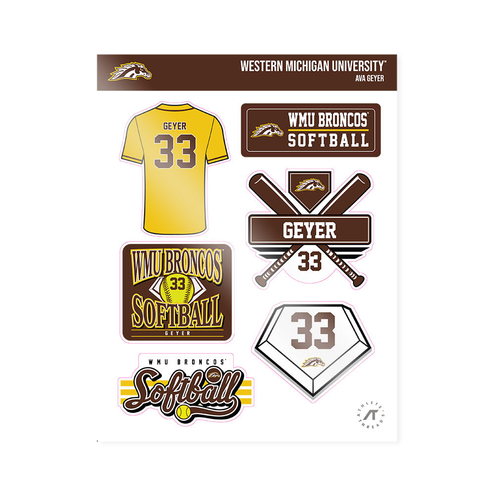 Western Michigan - NCAA Softball : Ava Geyer - Sticker Sheet-0