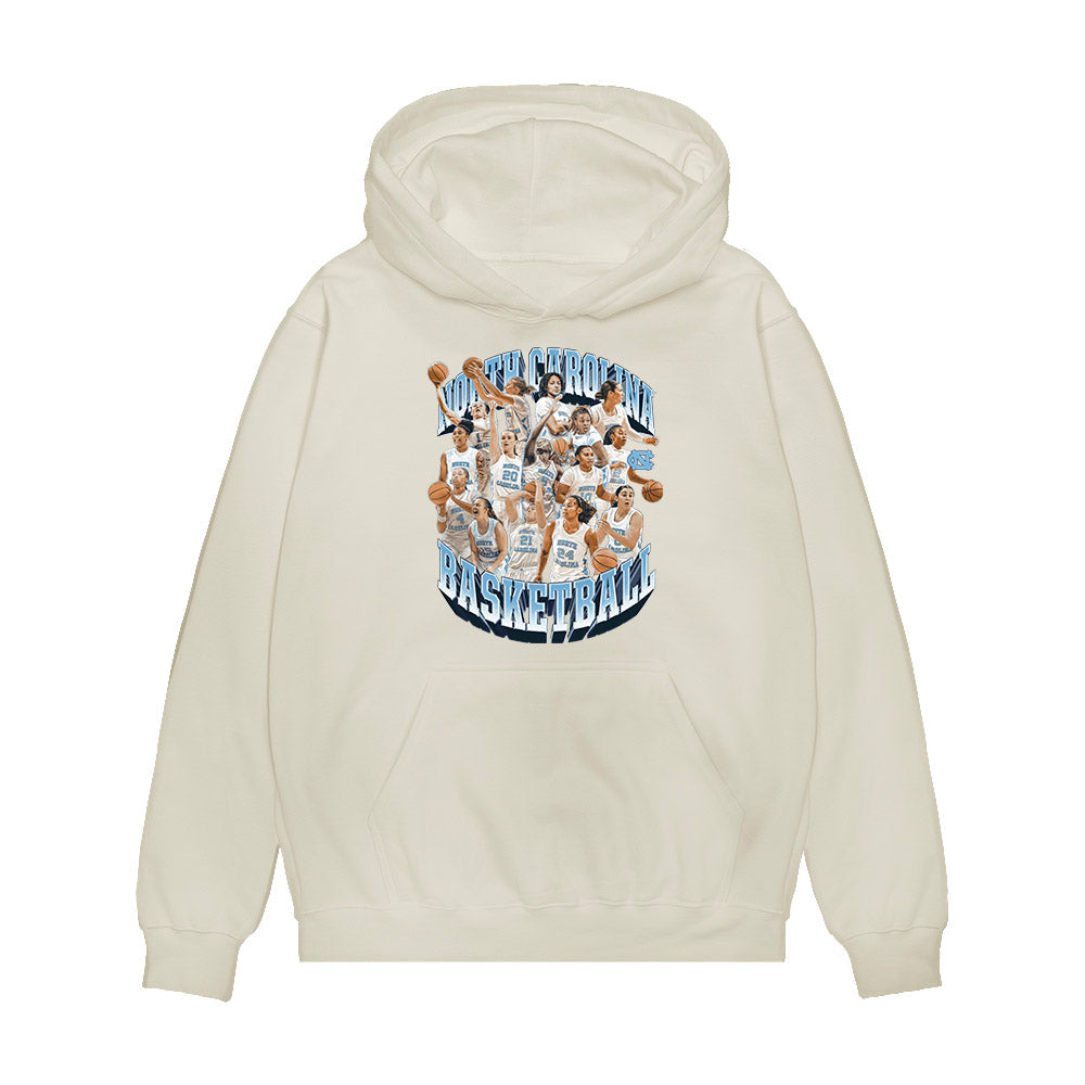 UNC - NCAA Women's Basketball : - Team Collage Premium Hooded Sweatshirt-0