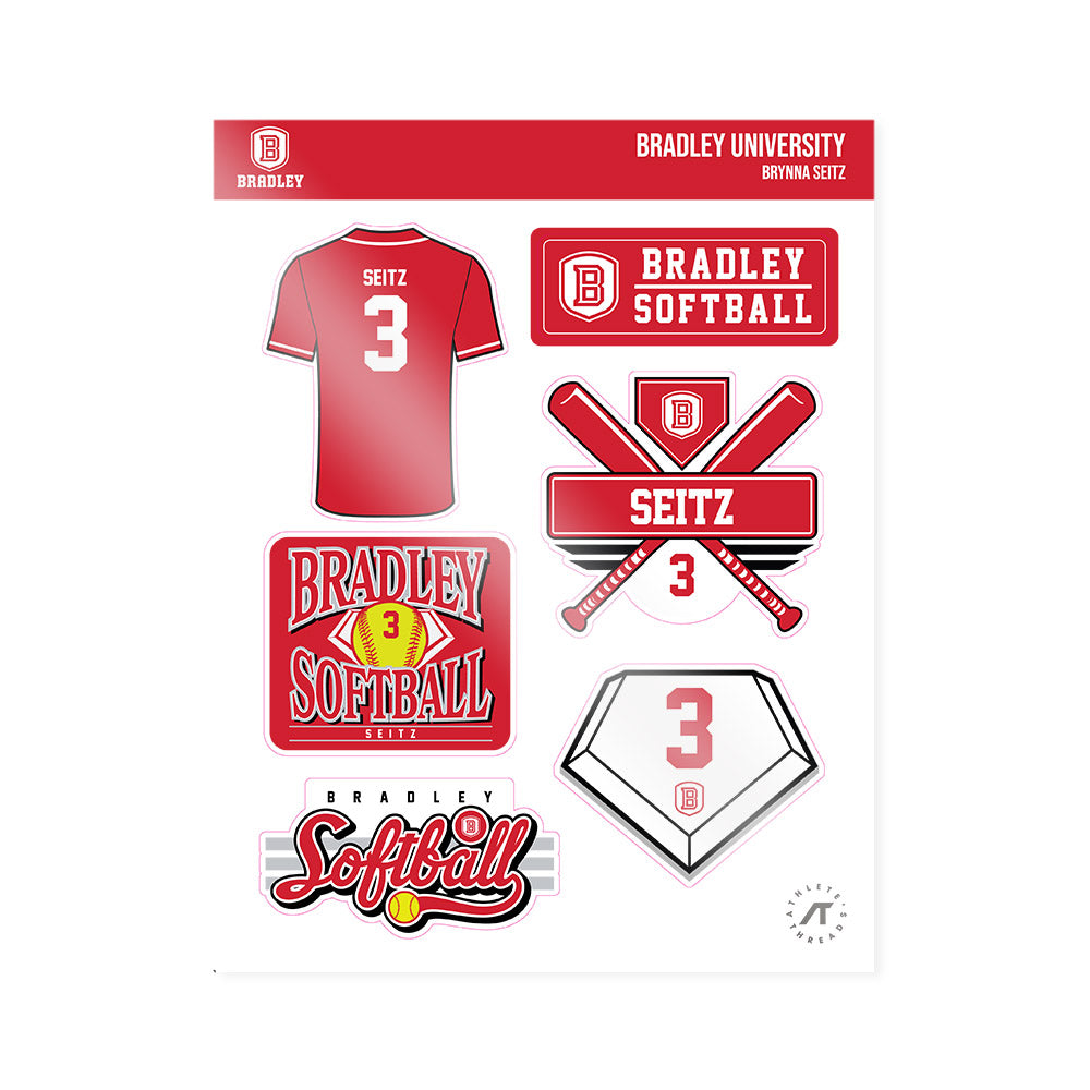 Bradley - NCAA Softball : Brynna Seitz - Sticker Sheet-0