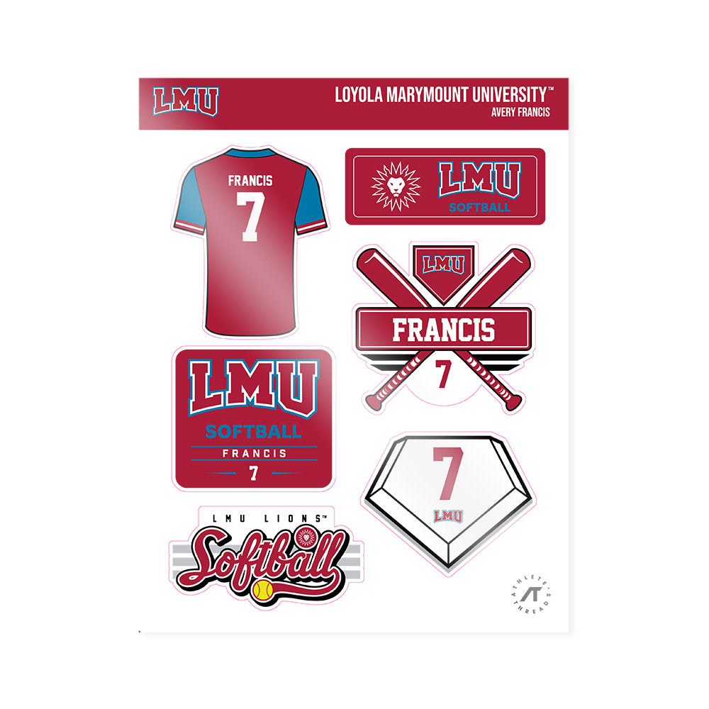 LMU - NCAA Softball : Avery Francis - Sticker Sheet-0