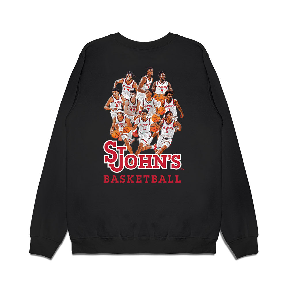 St. Johns - NCAA Men's Basketball : Team Collage Premium Crewneck Sweatshirt-1