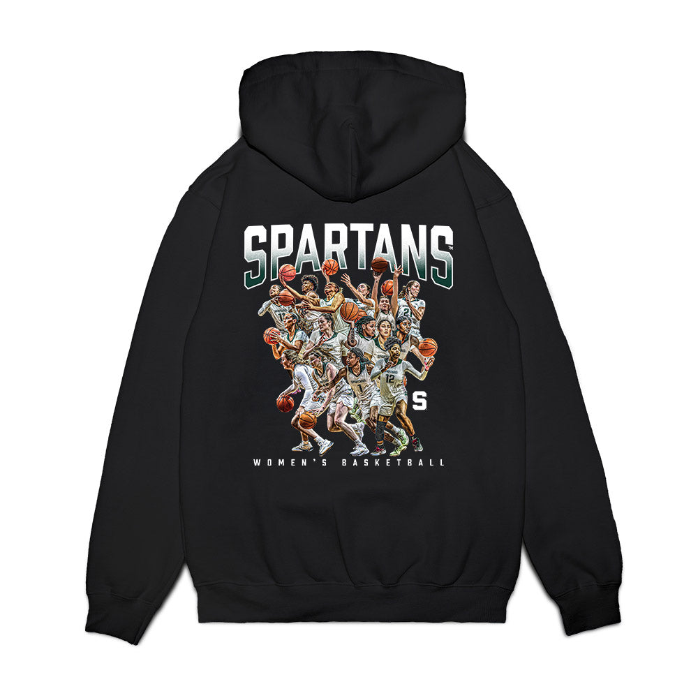 Michigan State - NCAA Women's Basketball : Team Collage Premium Hooded Sweatshirt-1