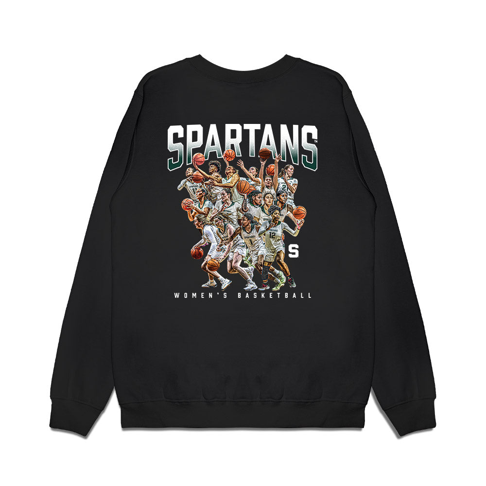 Michigan State - NCAA Women's Basketball : Team Collage Premium Crewneck Sweatshirt-1